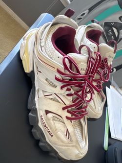 Used Balenciaga Track Sneakers Men’s Size 11 White/Burgundy