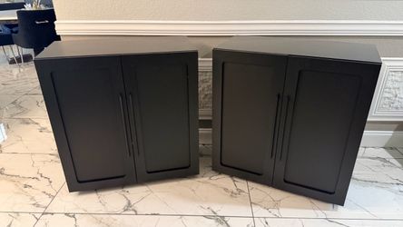 63" Black Modern Sideboard Buffet Cabinet Set of 2 Black Double-Door Storage Cabinets