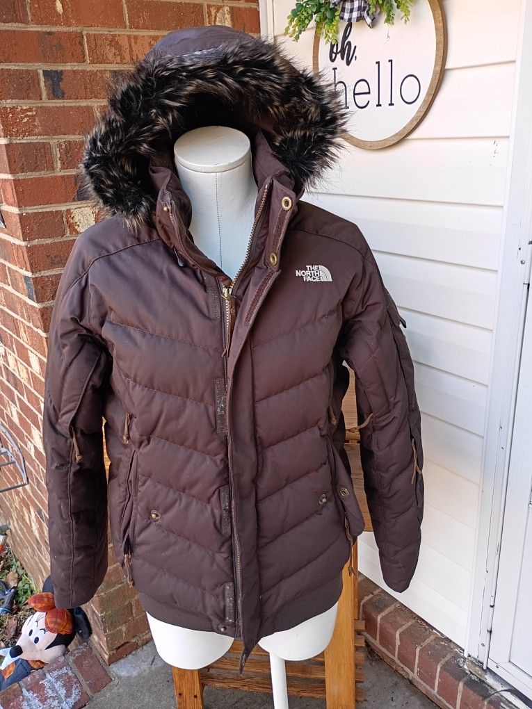 NORTHFACE LADIES M REMOVABLE FAUX FUR HOOD RECCO SYSTEM PARKA EUC