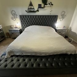 King Bed Frame, Headboard And Mattress 