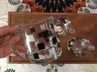 Retro Glass Tea/Coffee Mugs (set of 3)