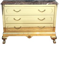 Brass Marble Top Dresser 