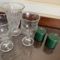 Glass Vase And Candle Holders
