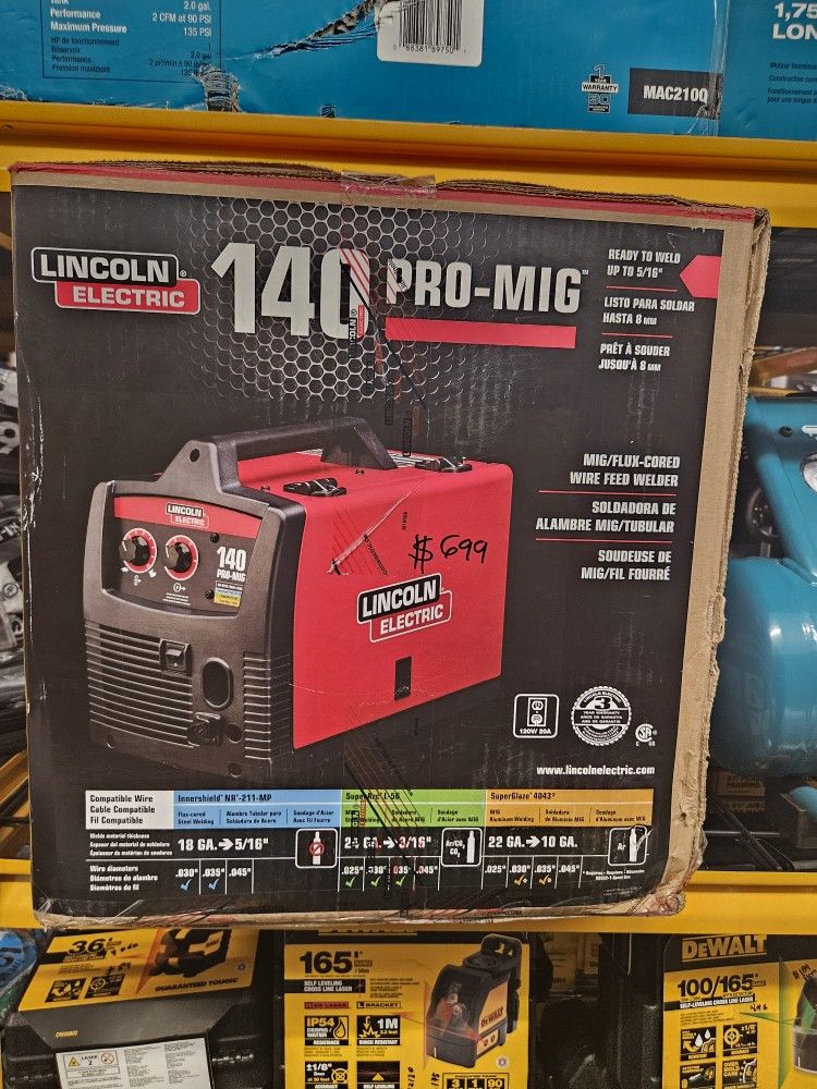 Lincoln Electric
Weld-Pak 140 Amp MIG and Flux-Core Wire Feed Welder