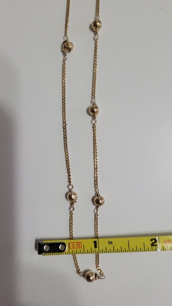 10k Gold Ball Station Chain & 14k Gold Ball Stud Earrings