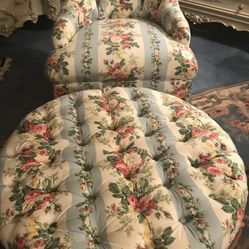 Antique Chair And Ottoman 