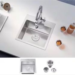 Attop Handmade Stainless steel 18 in. Single Bowl Top Mount Scratch-Resistant Nano Drop-in Kitchen Sink With Strainer
