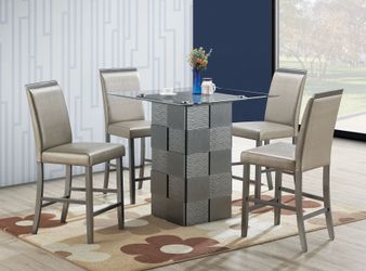 5-Piece Counter Height Dining Set with Glass Top