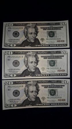 2017 (AU) $20 Dollar Bills with Chronological Unique Serial Numbers