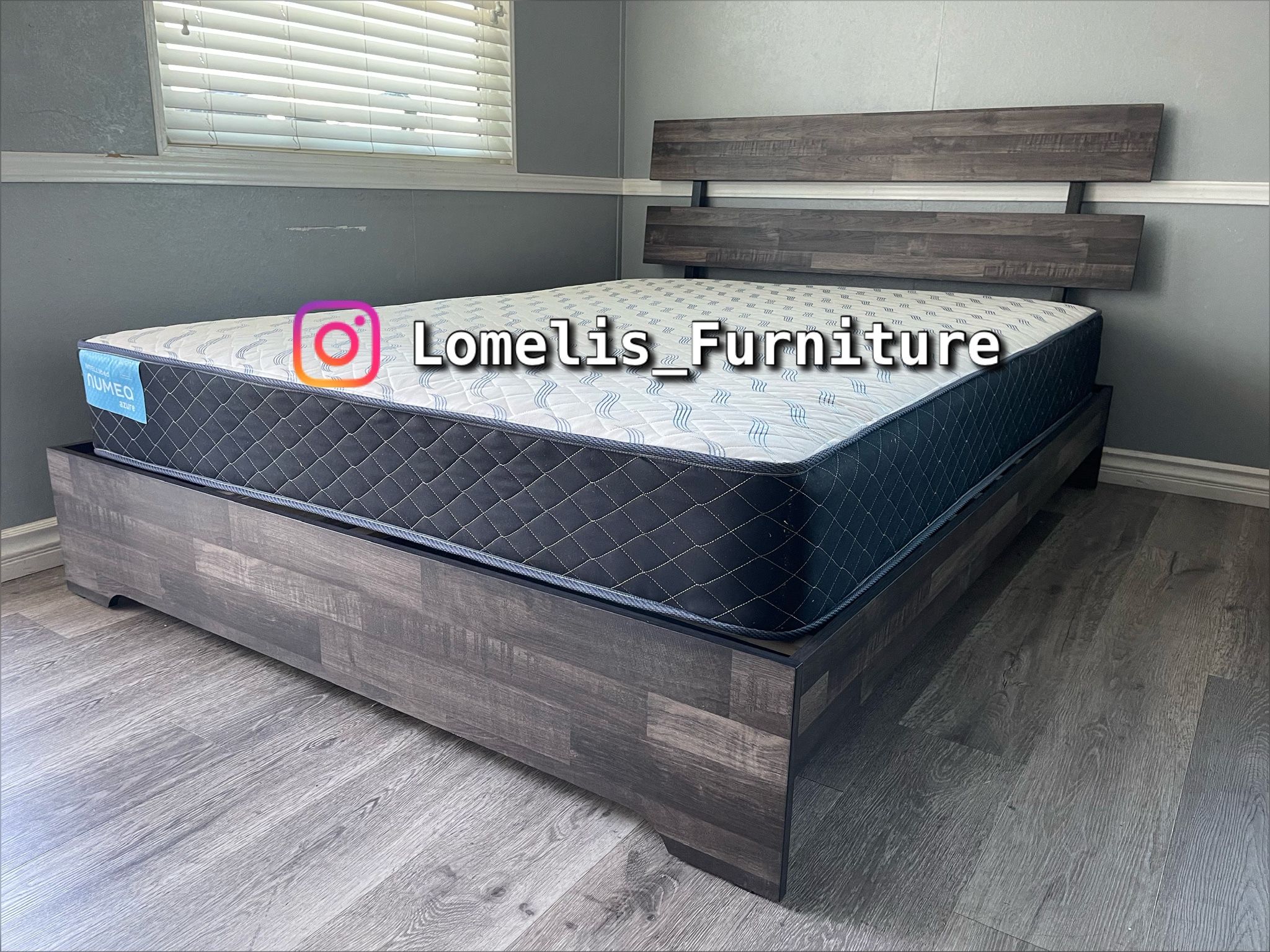 King Atticus Rustic Butcher Block Platform Bed w. Orthopedic Mattress Included,All Products : American Fashion Style Bags On Sale