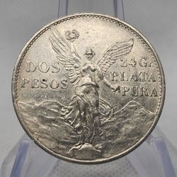 1921 Dos Pesos México Plata Con Estuche