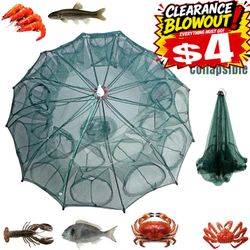 Fishing Bait Trap Crab Net Crawdad Shrimp Cast Dip Cage Fish Minnow Foldable NEW