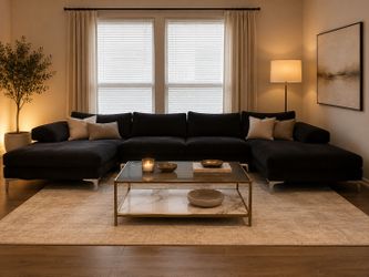 Modern Oversized Black U-Shaped Sectional – NEGOTIABLE 🔥