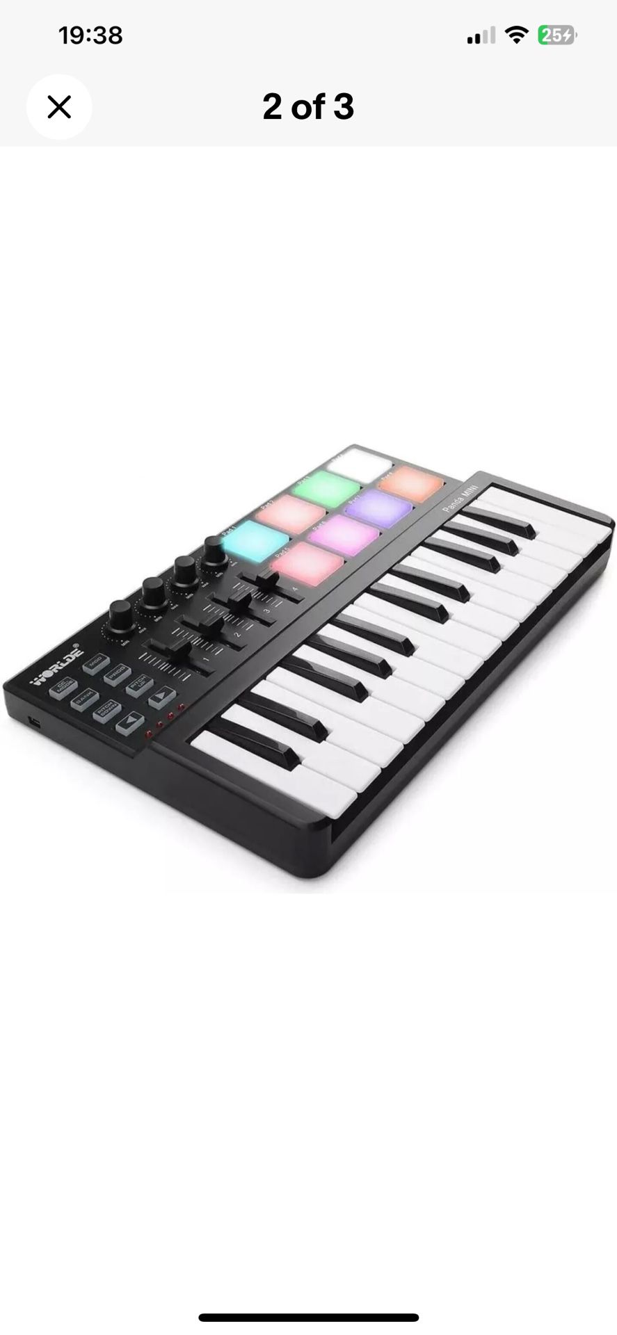 WORLDE Panda MINI II Portable 25-Key USB MIDI Keyboard Controller with 8 RGB Bac