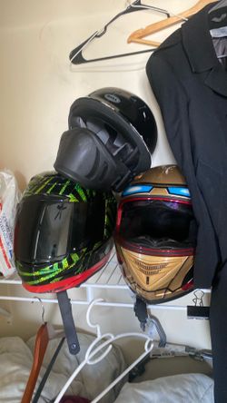 3 used medium helmets