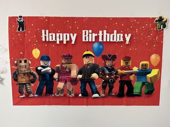 Roblox birthday banner and hanging 