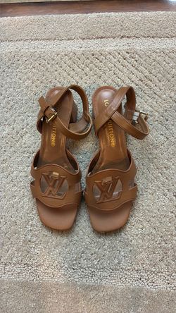 Louis Vuitton sandals, size 10, camel brown, minimal wear, excellent condition.