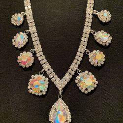  Tiara Comb / Necklace Set Angel Aura Quartz crystal | Rose Quartz Aura | Rainbow Quartz