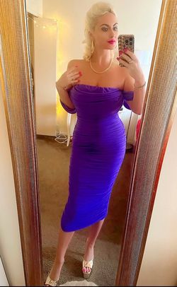 Purple mesh midi dress