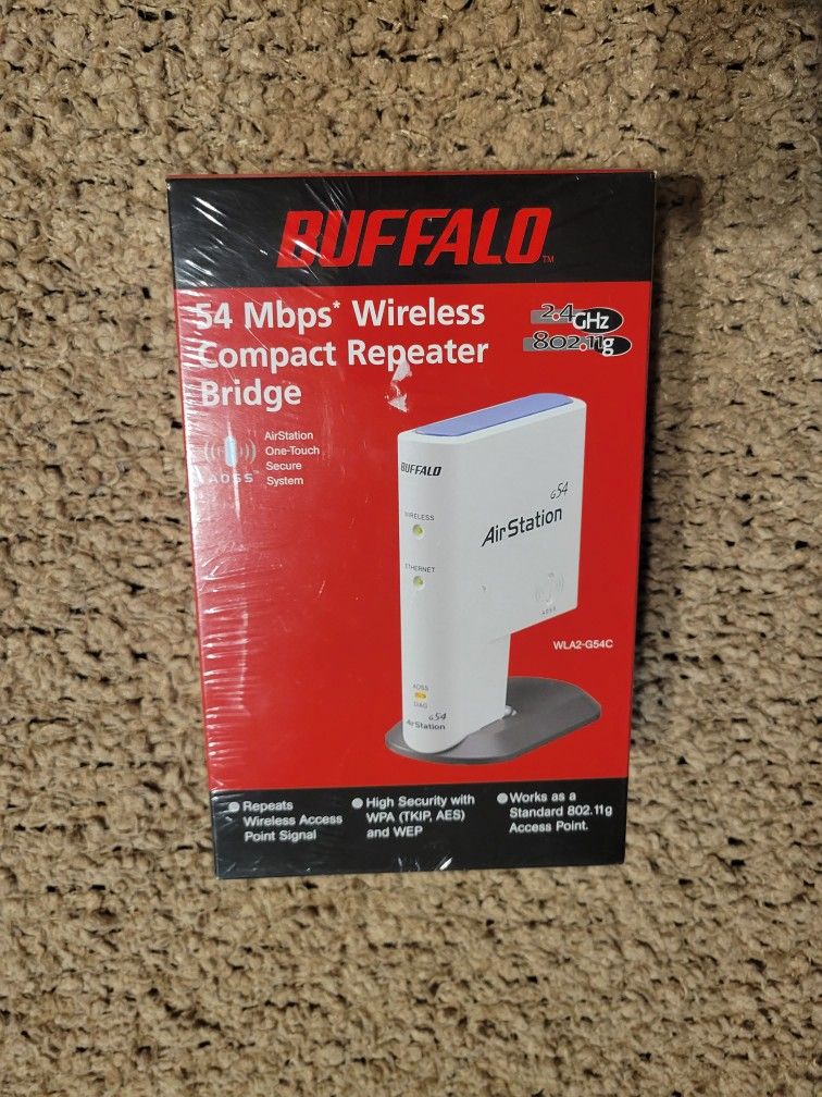 NWOT BUFFALO 54 MBPS WIRELESS COMPACT REPEATER BRIDGE WHITE