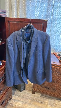 Tommy Hilfiger Blue Wool Blazer with Zip Bib