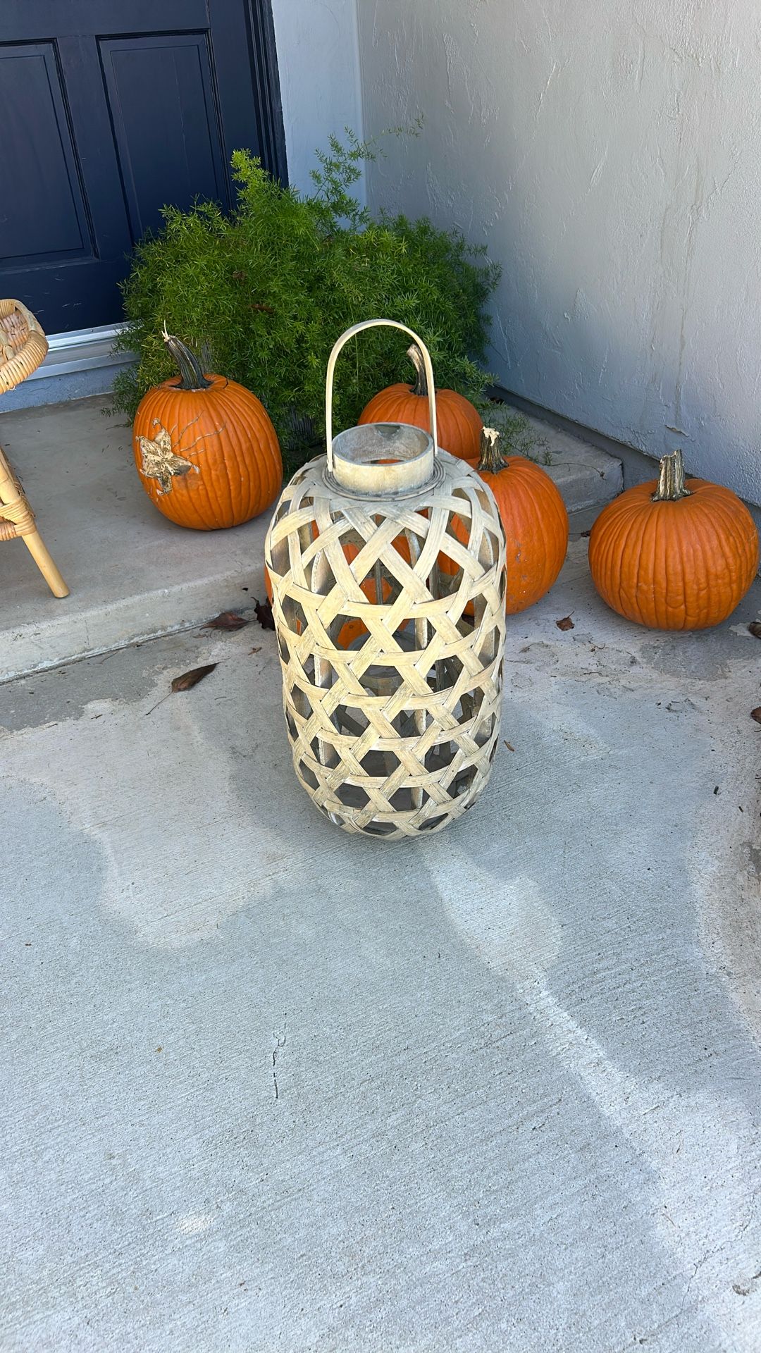 Wicker rattan candle holder lantern