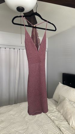 Pink glittery V Cut dress
