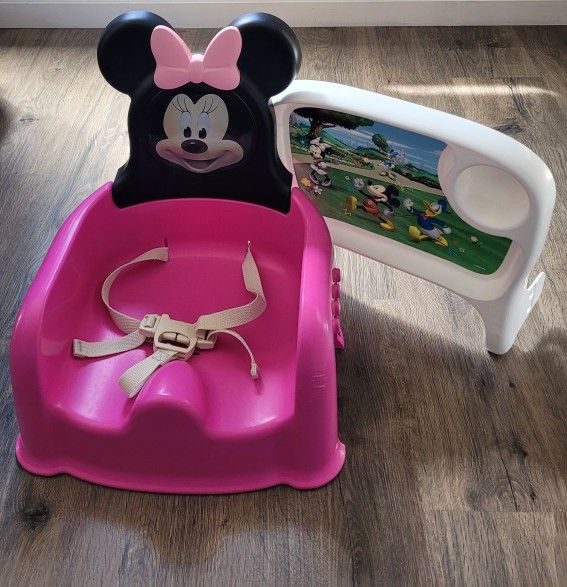 Booster/ Feeding Seat Minnie Mouse 3 Tray Position In Good Condition Used.