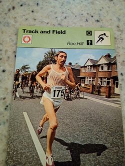 Vintage 1979 sportscaster track and field/ Ron hill/ the human economy trial/ Olympic collector card # 46-09
