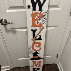 Halloween Welcome Sign (Can Be Hung Or Used With Kickstand)