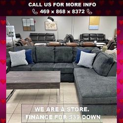In Stock Brand New Comfy charcoal sectional ($39 down)