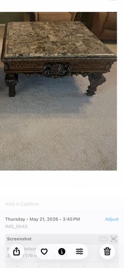 Coffee Table with Marble Inlay Top