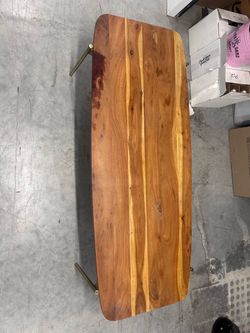 Wood Coffee Table with Gold Metal Legs