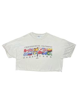 Vintage 90’s Hanes Centennial Olympic Games Atlanta 1996 Countries Flags Cropped