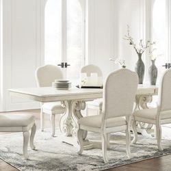 Arlendyne Antique White Dining Table and 6 Chairs 