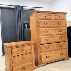 Extremely BIG Heavy Real Pine Wood Dresser With Nightstand Cajoneras DEEP LARGE DRAWERS PRICE IS FOR BOTH