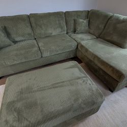 New Sage Sectional Couch with Storage Ottoman! Includes Free Delivery 🚚! Free Assembly!