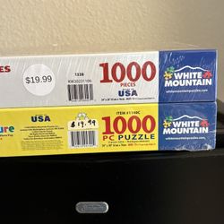 NIB, NEVER OPENED- Two 1000 Piece Jigsaw Puzzles & Roll up