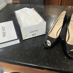 Beautiful Black Leather Dressing heels Open Toe