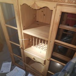 Traditional Pine Display and Storage Cabinet Hutch