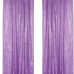 2 Cortinas Grandes Moradas Lila Y 2 Color Plata Grandes 
