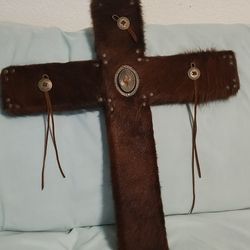 Handmade Rawhide Wooden Cross
