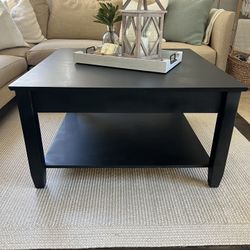 Black Coffee Table With Drawer And Shelf 