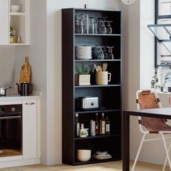 Bookcases Floor Standing 6 Tier Shelves 70in Tall for Home Office Industrial Black
