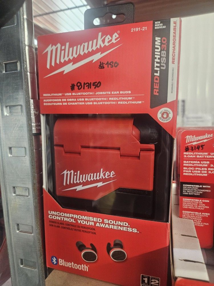 Milwaukee Redlithium USB Bluetooth Jobsite Ear Buds