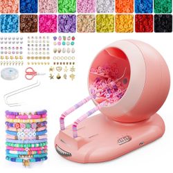 Bead Spinner, Rechargeable Electric Clay Bead Spinner Kit for Bracelet Making, Beginner 4500PCS Clay Beads Kit with Dual Needles and Adjustable Speed,