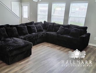 Black Oversized Plush Sectionals
