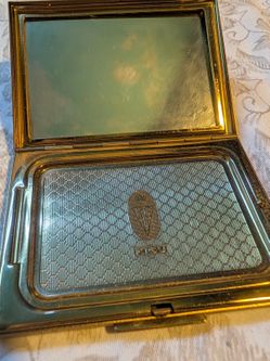 Vintage Gold-Tone Compact Mirror with Powder Compartment