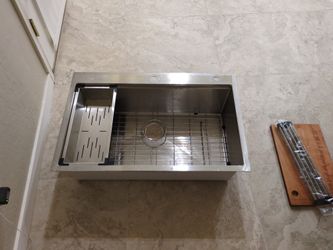 Stainless Single Bowl Drop In Kitchen Sink 32-5/8" X  21-5/8" X 9"