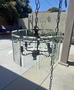 Vintage Etched/Cut Glass Hanging Light Fixture
